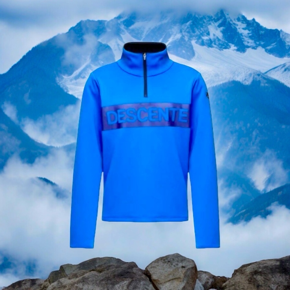 Descente Cobalt Blue Quarter Zip Logo Pullover Size 16